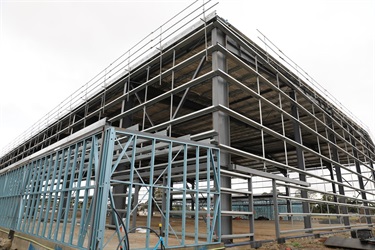 From outside - the three-court sports stadium structure